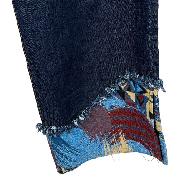 Andersson Bell Wide Leg Jeans Max Patchwork Button-Fly Frayed Hi-Rise Festival - Picture 5 of 10